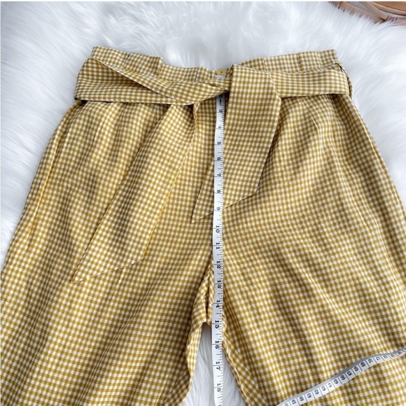 Tularosa Tomasa Trouser in Marigold Yellow White Waist Belt Gingham Paperbag L - Picture 13 of 16